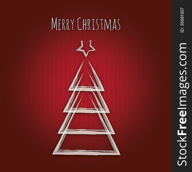 Abstract christmas tree, greeting card. Vector illustration.
