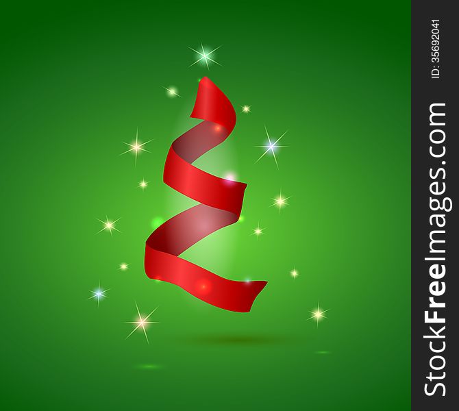 Stylized Ribbon Christmas Tree . Vector