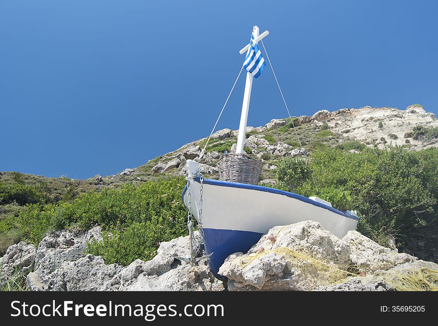 Greek fishboat on Rhodes island, Greece