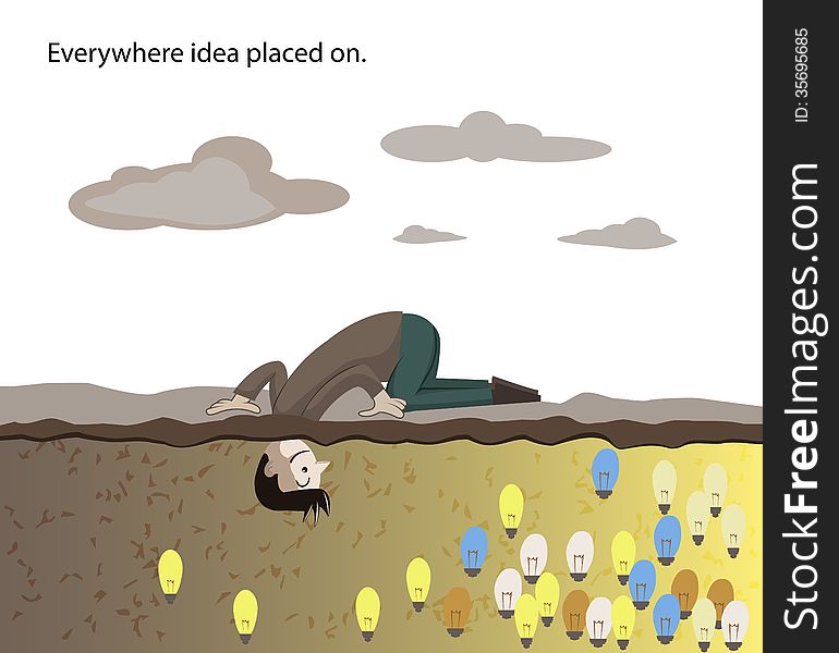 Man find idea bulb under the ground