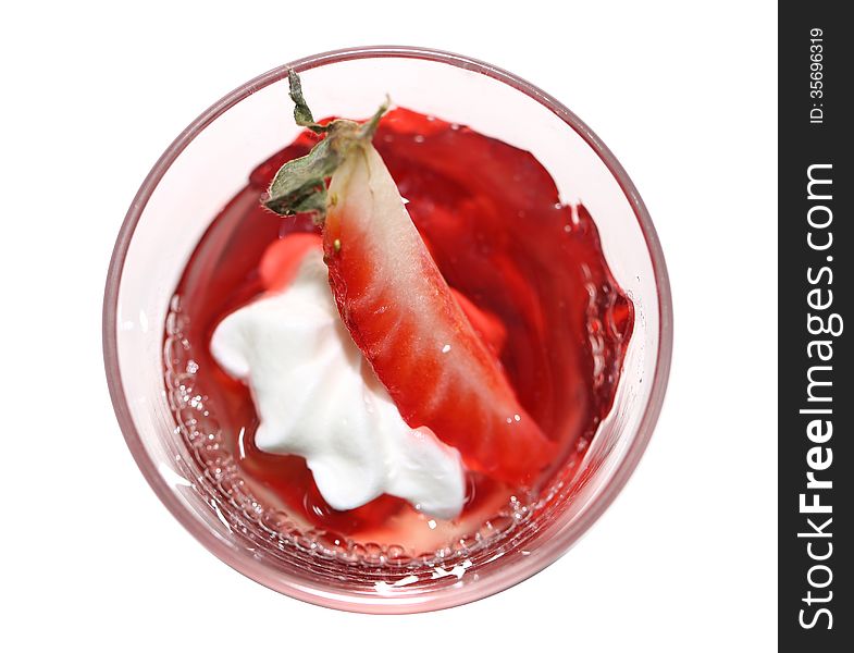 Red strawberry jelly in a glass