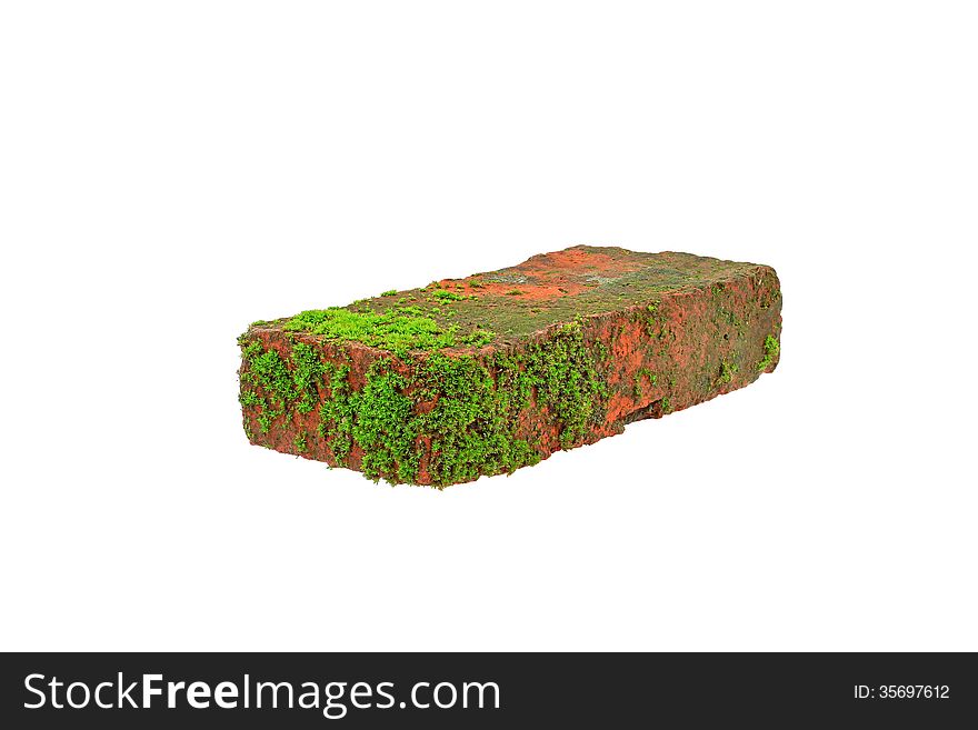 Mossy Brick Wall on a white background