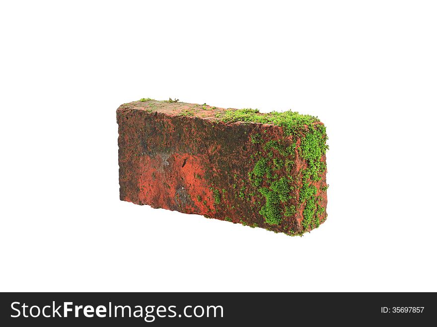 Mossy Brick Wall on a white background