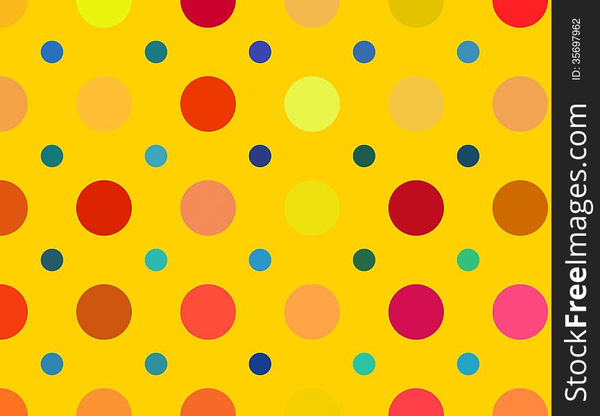 Multicolored bright polka dots pattern. Abstract backgrounds