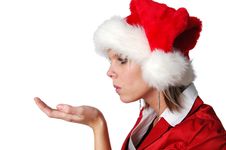 Santa Girl Blowing Wishes Stock Photography Santa Girl Blowing Wishes Stock Photography