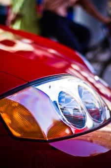 Red Sports Car Headlight Royalty Free Stock Photography