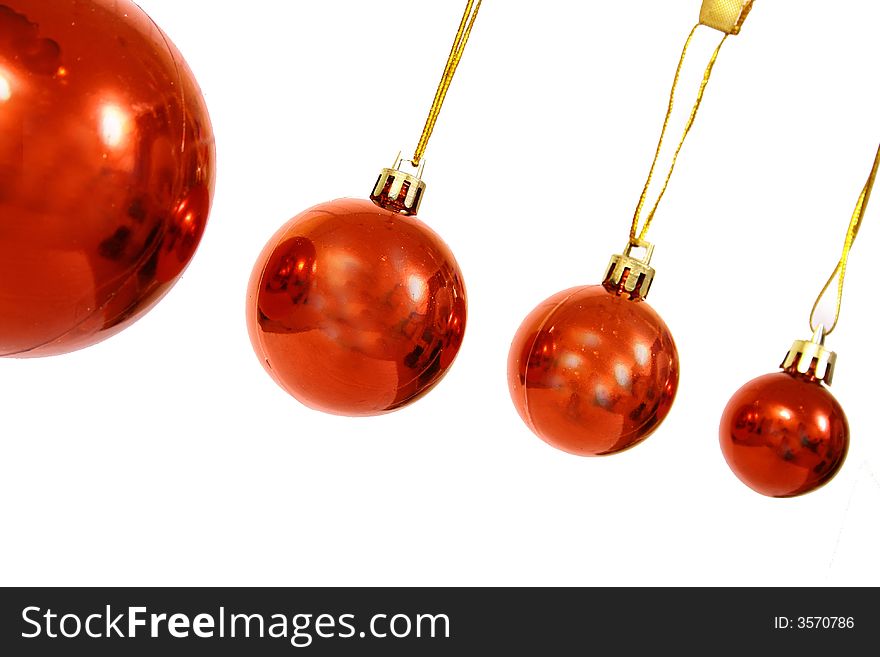 Christmas Balls On A White Bac