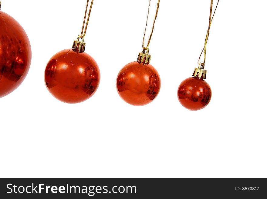 Christmas Balls On A White Bac