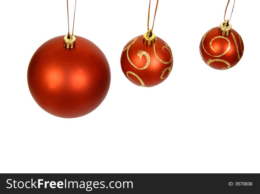 Christmas Balls On A White Bac