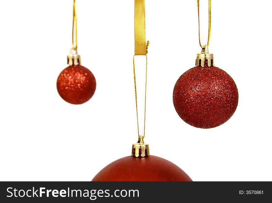 Christmas Balls On A White Bac