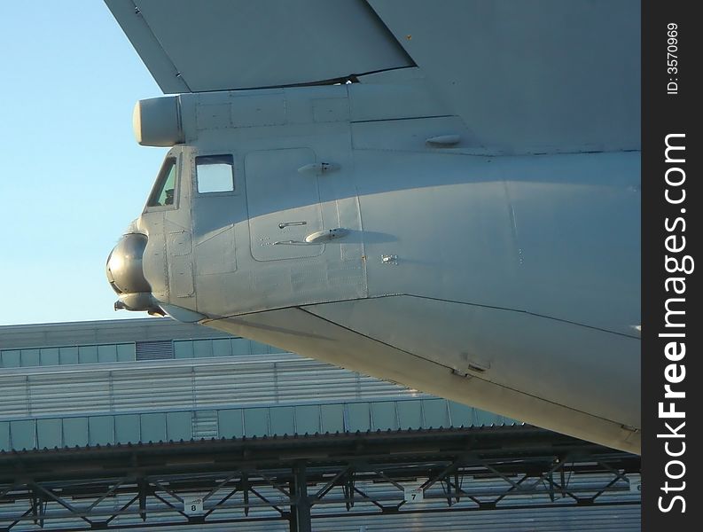 A rear gunners place at a former military plane. A rear gunners place at a former military plane.