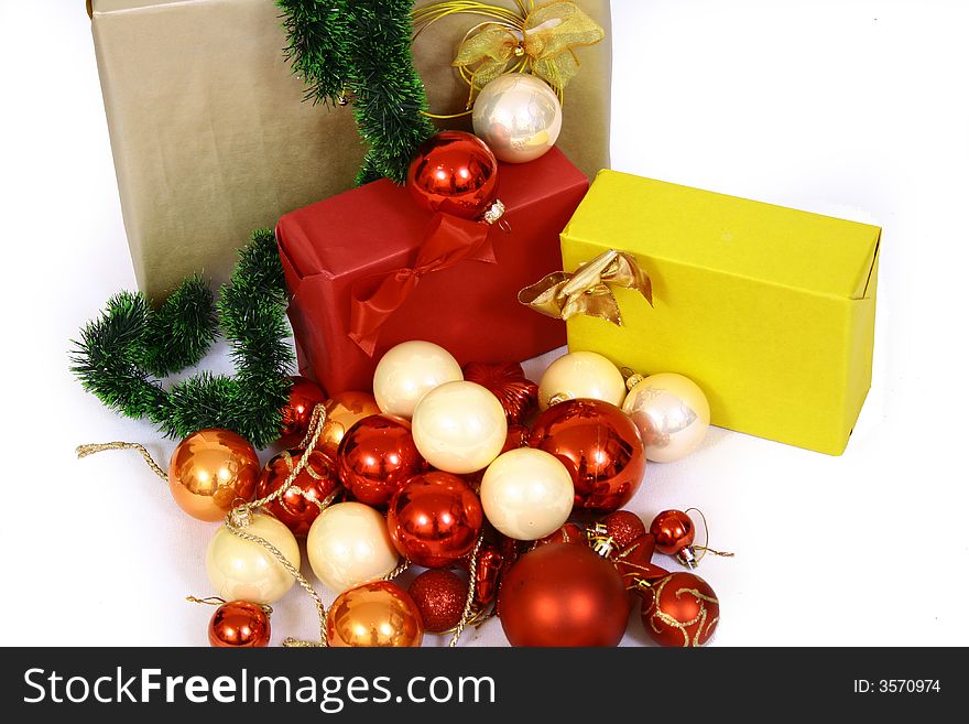 Christmas balls on a white background