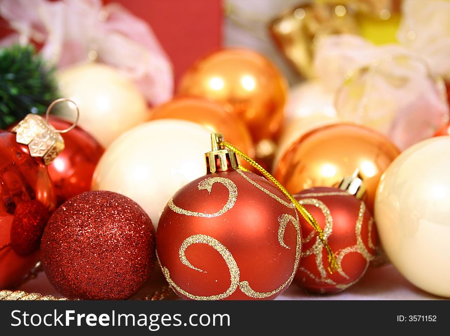 Christmas balls on a white background