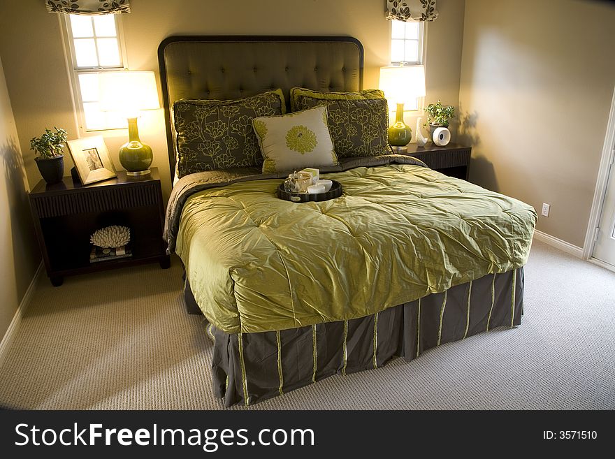 Comfortable bedroom with modern decor. Comfortable bedroom with modern decor.