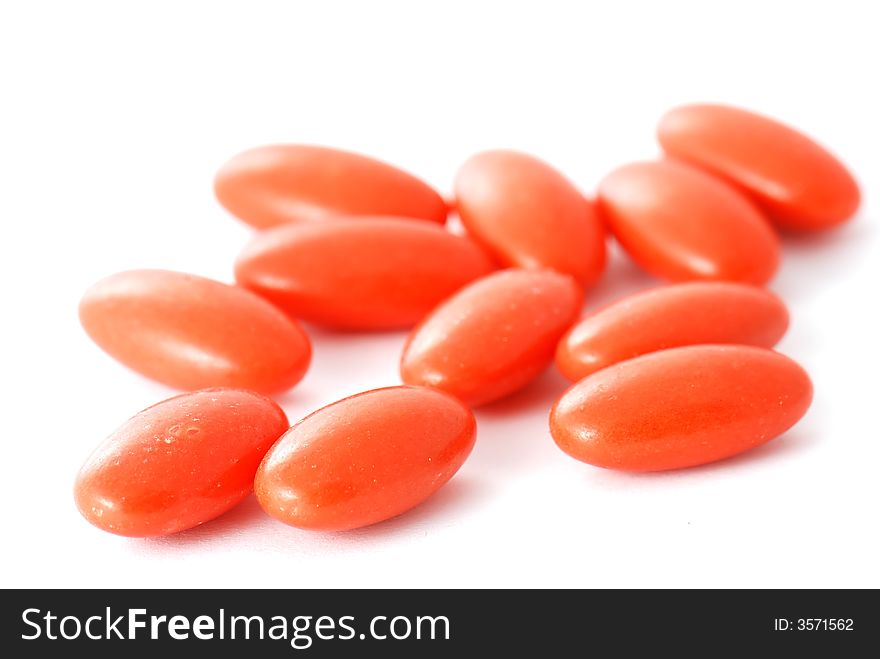 Medicines in closeup on white background