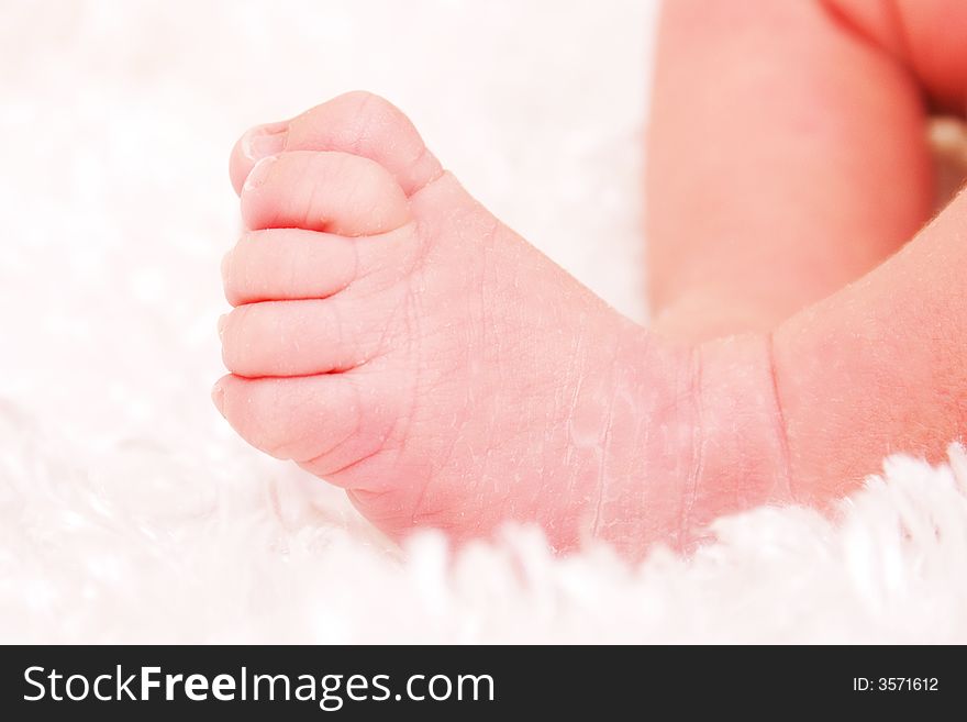 Close up of the wrinkled little foot and toes of a newborn. Close up of the wrinkled little foot and toes of a newborn.