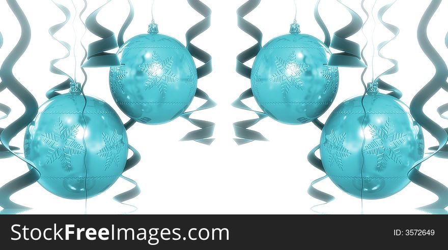 Christmas balls with water ribbon