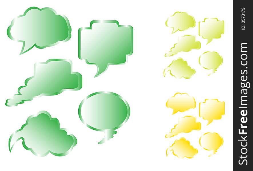 Illustration of communication bubbles, green, yellow