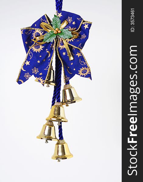 Christmas bell with blue ribbon