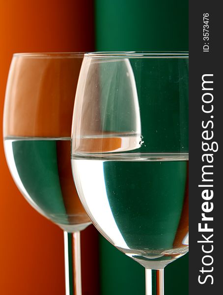 Wineglass In Green And Orange