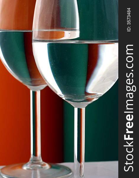 Wineglass In Green And Orange