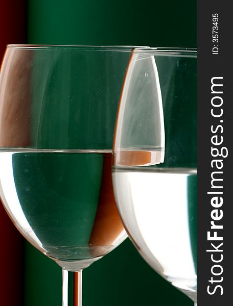 Wineglass in Green and Orange