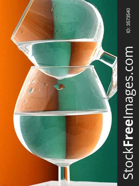 Wineglass in Green and Orange background