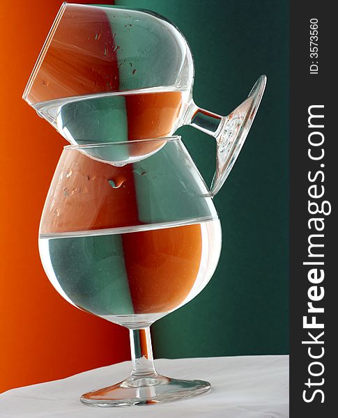 Wineglass in Green and Orange background