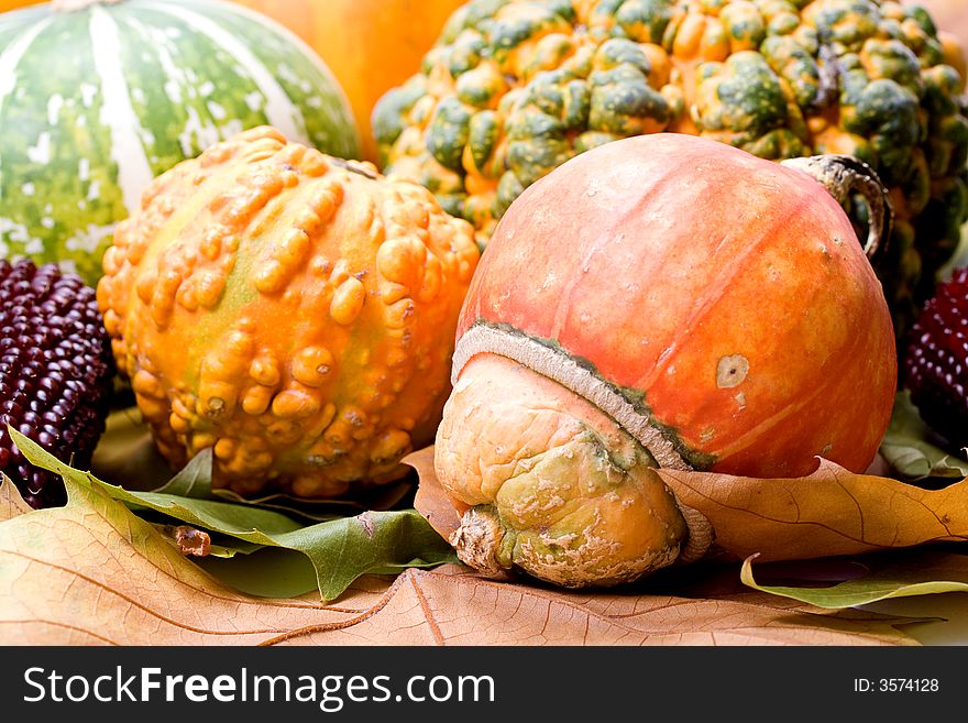 Fruits leaves and vegetables isolated on white