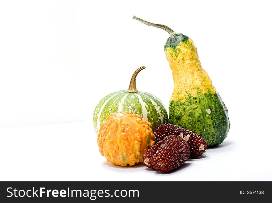 Fruits leaves and vegetables isolated on white