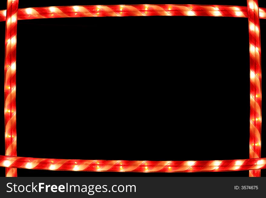 A Candy Cane lighted frame on black background