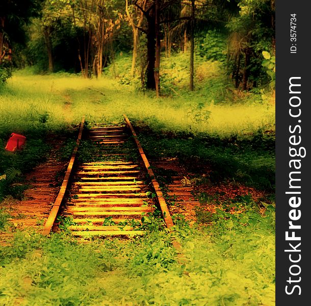 An abandon railway shot in a vertical style