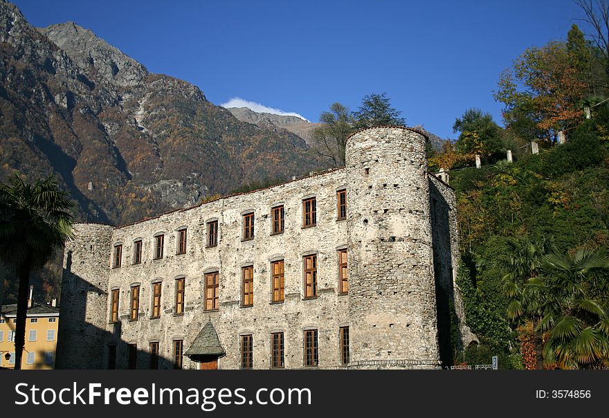 A castle in a mountain scenary in northern italy