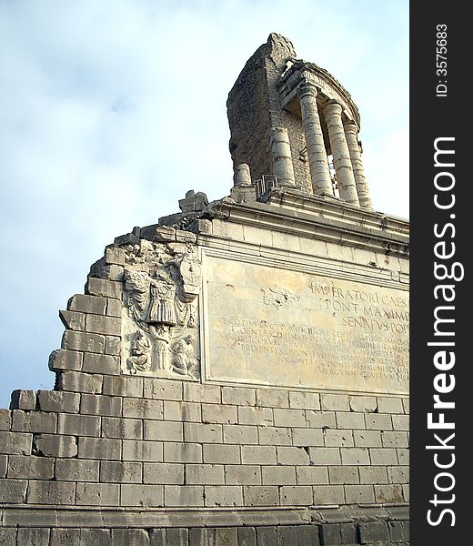 Augustus's Trophy celebrate the victory of August, roman emperor, on the people of Alpes definitively subdued beetween 25 and 14 a.C. This monument is erect on the hill of La Turbie near Monaco in France. Augustus's Trophy celebrate the victory of August, roman emperor, on the people of Alpes definitively subdued beetween 25 and 14 a.C. This monument is erect on the hill of La Turbie near Monaco in France