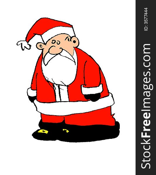 Standing cartoon Santa Claus looking out