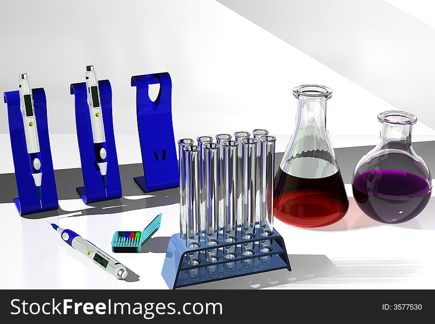 3D model laboratory research with dispenser