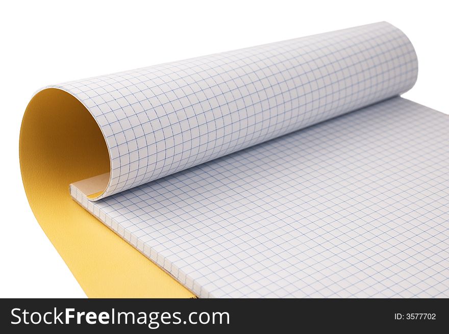 Open notepad isolated on white