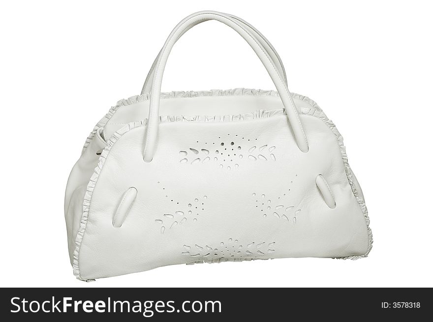 Female leather bag on a white background