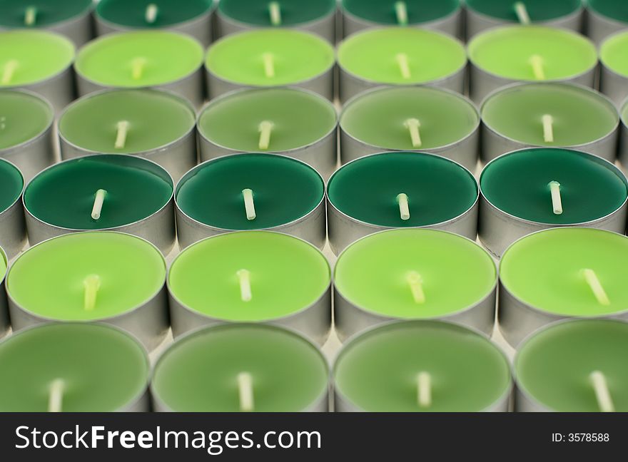 Background from the decorative flavored green candles