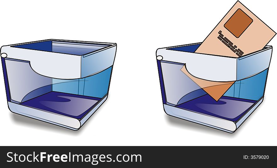 Icon with blue baskets for papers. Icon with blue baskets for papers