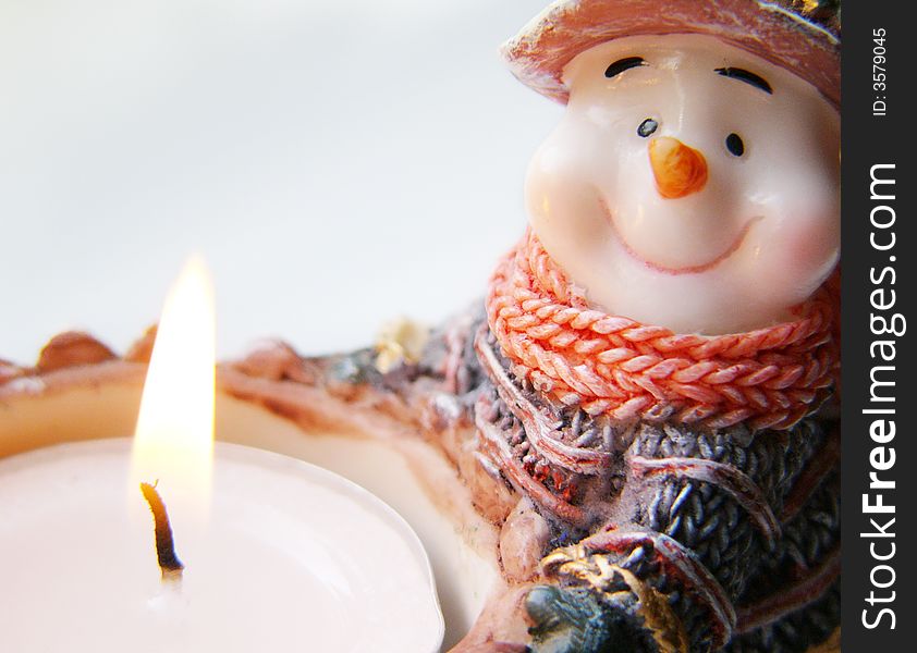 Snowman With Candle