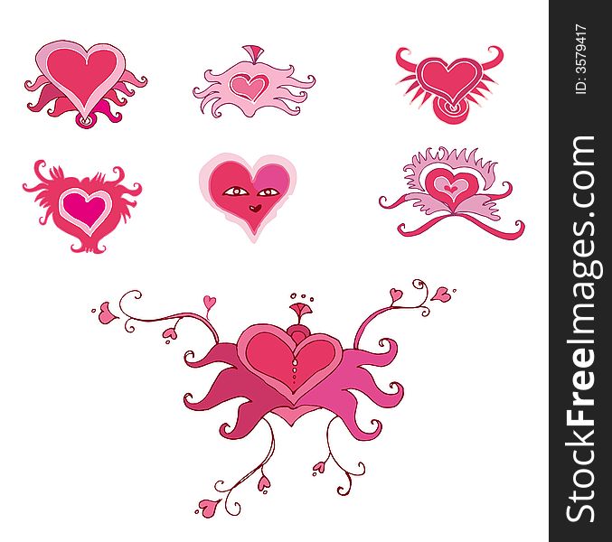 Set of hearts illustrations, To see  more valentine hearts sets, please visit my gallery. Set of hearts illustrations, To see  more valentine hearts sets, please visit my gallery