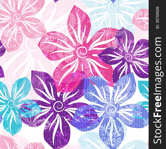 Seamless floral spring pattern with pastel translucent colorful flowers and curls ( EPS 10). Seamless floral spring pattern with pastel translucent colorful flowers and curls ( EPS 10)
