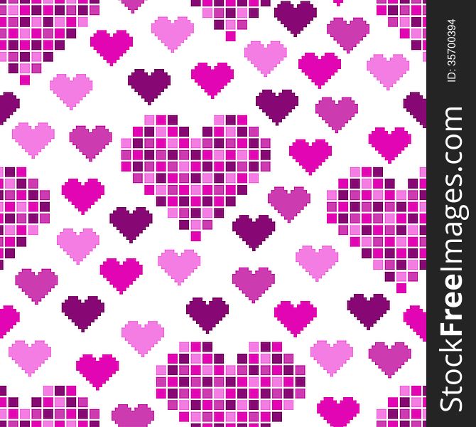 Seamless pattern with lots of pink hearts