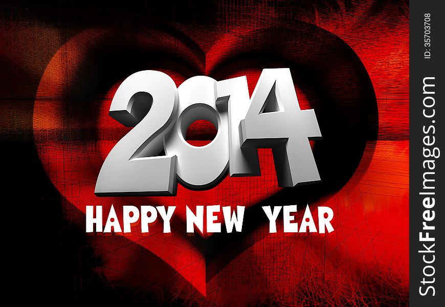 Greetings for the New Year 2014 on a red background in the form of the hearts of the. Greetings for the New Year 2014 on a red background in the form of the hearts of the