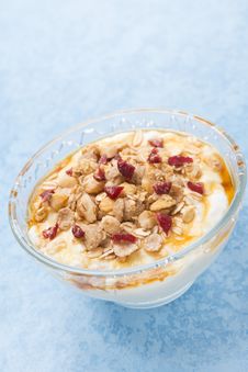 Homemade Natural Yogurt With Maple Syrup, Granola Royalty Free Stock Photo Homemade Natural Yogurt With Maple Syrup, Granola Royalty Free Stock Photo
