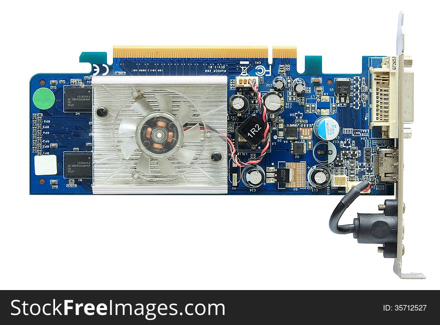 Computer graphics card isolated on white with clipping path