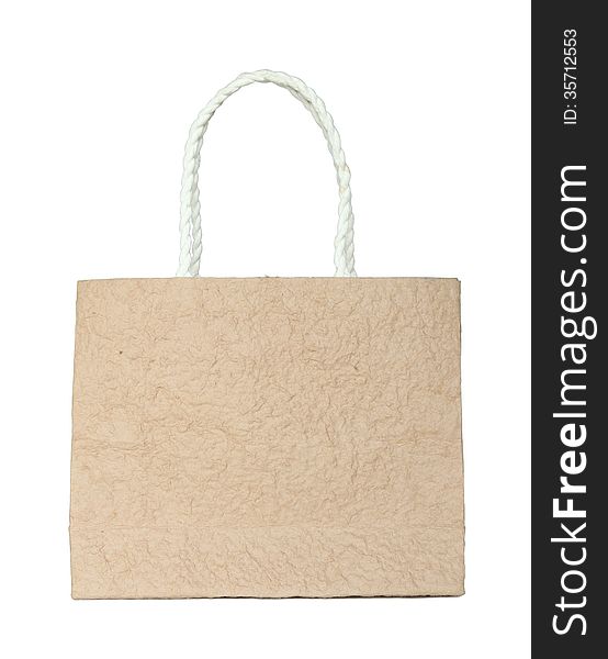 Brown mulberry paper bag isolated on white with clipping path