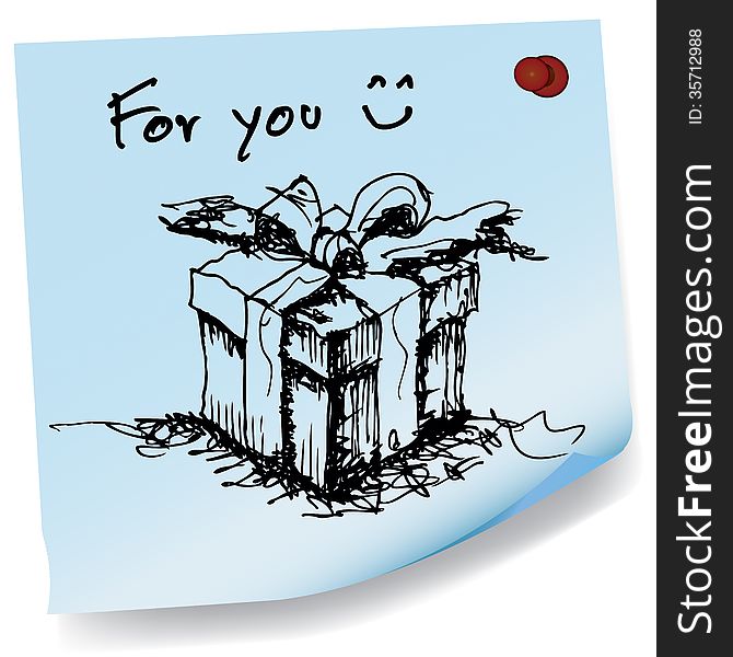 Sketch drawing of gift box isolate on background. Sketch drawing of gift box isolate on background
