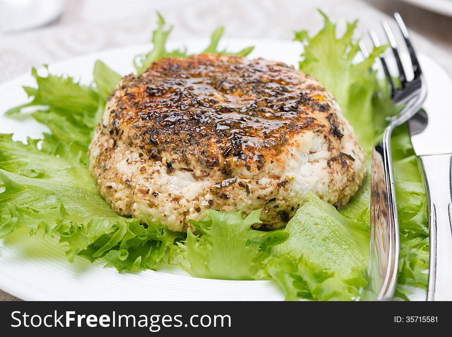 Baked Homemade Cheese, Close-up